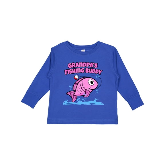 Inktastic Grandpa's Fishing Buddy (pink) Girls Long Sleeve Toddler T-Shirt