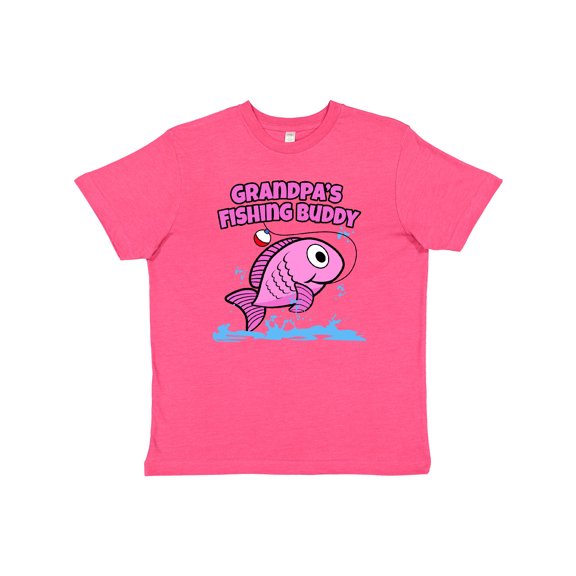 Inktastic Grandpa's Fishing Buddy (pink) Youth T-Shirt