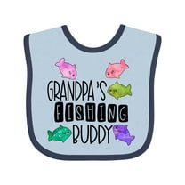 Inktastic Grandpa's Fishing Buddy with Colorful Fish Boys or Girls Baby Bib