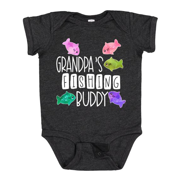 Inktastic Grandpa's Fishing Buddy with Colorful Fish Boys or Girls Baby Bodysuit