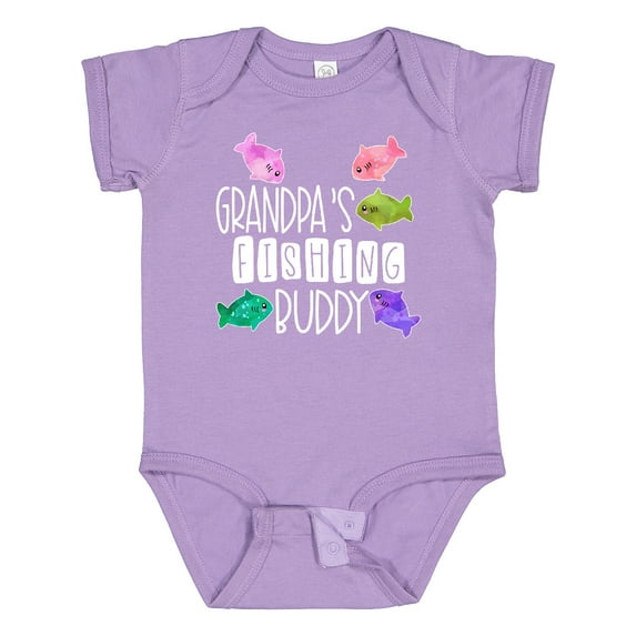 Inktastic Grandpa's Fishing Buddy with Colorful Fish Boys or Girls Baby Bodysuit