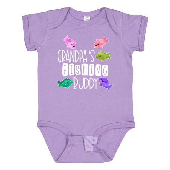 Inktastic Grandpa's Fishing Buddy with Colorful Fish Boys or Girls Baby Bodysuit
