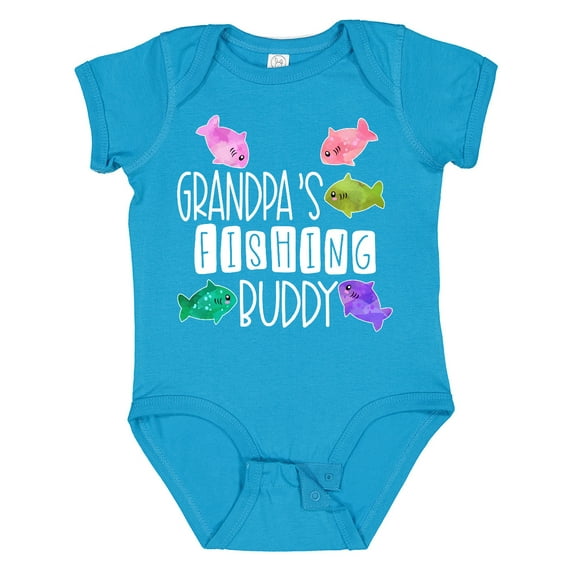 Inktastic Grandpa's Fishing Buddy with Colorful Fish Boys or Girls Baby Bodysuit