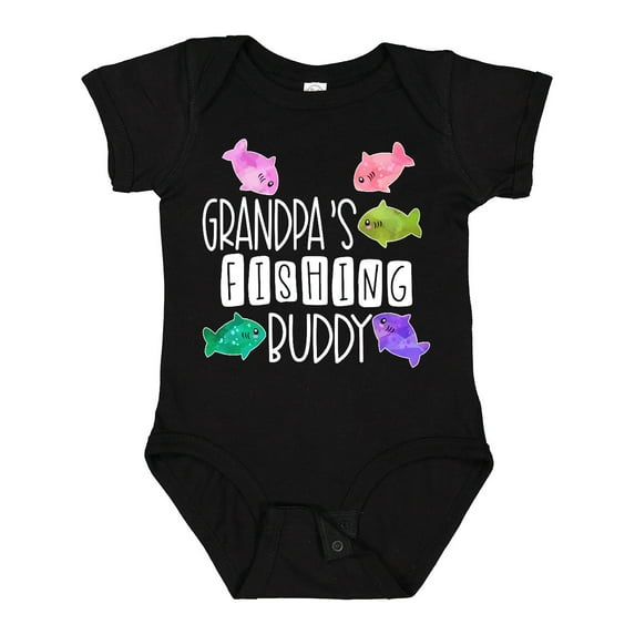 Inktastic Grandpa's Fishing Buddy with Colorful Fish Boys or Girls Baby Bodysuit