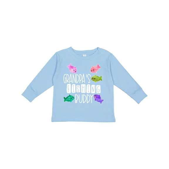 Inktastic Grandpa's Fishing Buddy with Colorful Fish Boys or Girls Long Sleeve Toddler T-Shirt