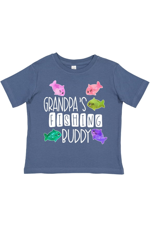 Grandpa's Fishing Buddy with Colorful Fish Boys or Girls Toddler T-Shirt