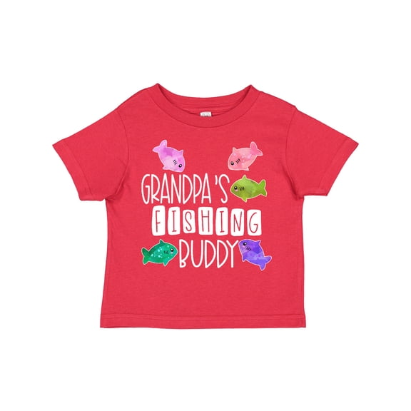 Inktastic Grandpa's Fishing Buddy with Colorful Fish Boys or Girls Toddler T-Shirt