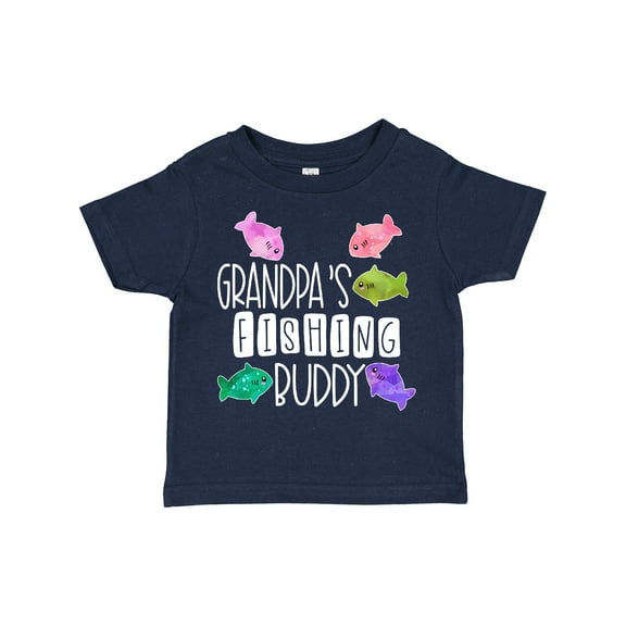 Inktastic Grandpa's Fishing Buddy with Colorful Fish Boys or Girls Toddler T-Shirt