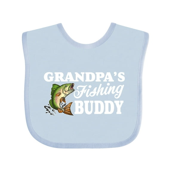 Inktastic Grandpa's Fishing Buddy with White Text Boys Baby Bib