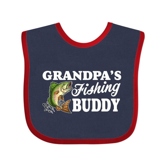 Inktastic Grandpa's Fishing Buddy with White Text Boys Baby Bib