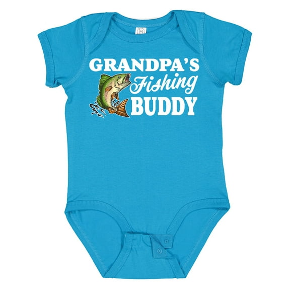 Inktastic Grandpa's Fishing Buddy with White Text Boys Baby Bodysuit
