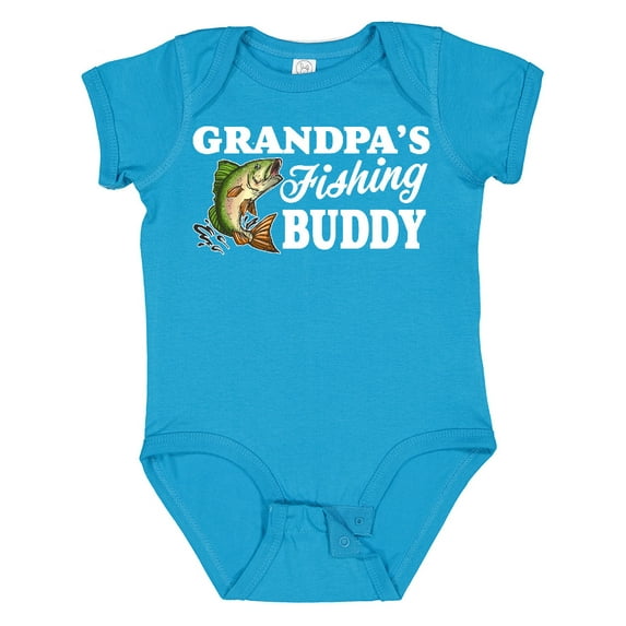 Inktastic Grandpa's Fishing Buddy with White Text Boys Baby Bodysuit