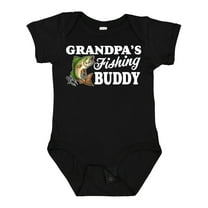 Inktastic Grandpa's Fishing Buddy with White Text Boys Baby Bodysuit