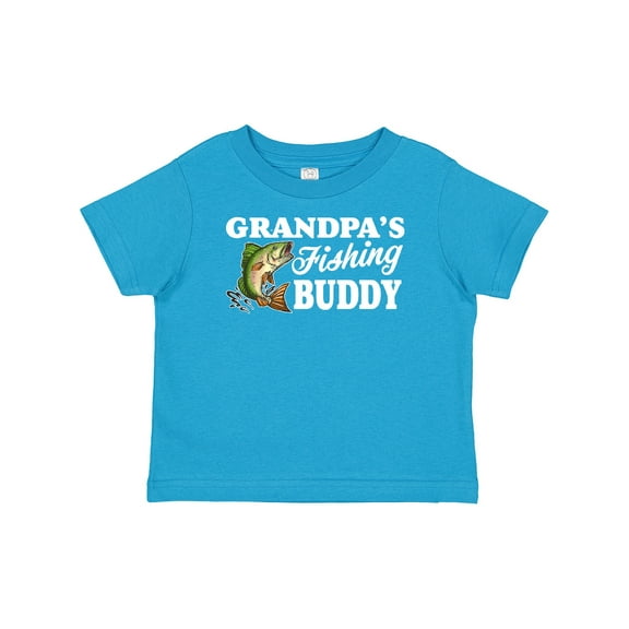 Inktastic Grandpa's Fishing Buddy with White Text Boys Baby T-Shirt