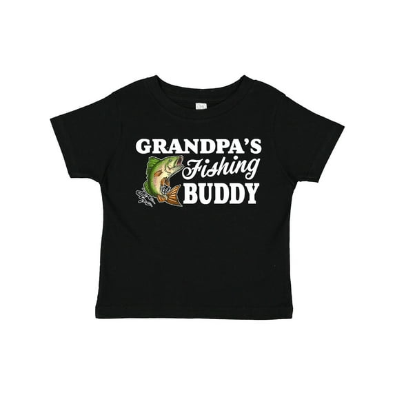Inktastic Grandpa's Fishing Buddy with White Text Boys Toddler T-Shirt