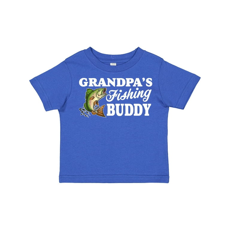Inktastic Grandpa's Fishing Buddy with White Text Boys Toddler T-Shirt