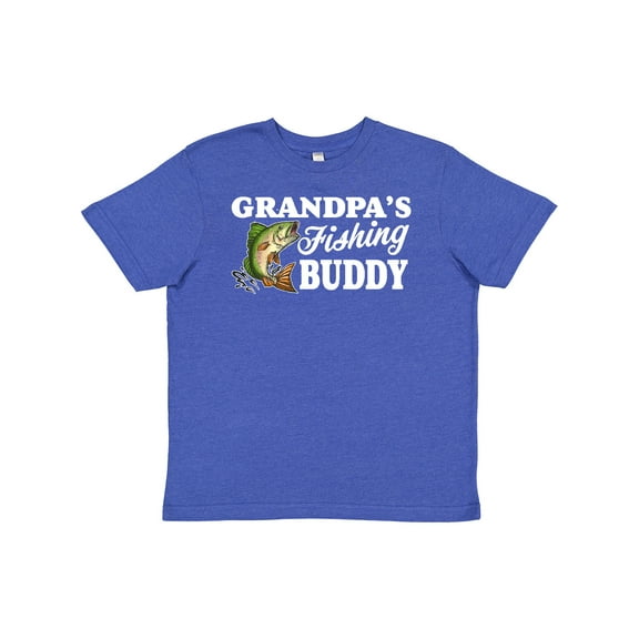 Inktastic Grandpa's Fishing Buddy with White Text Youth T-Shirt