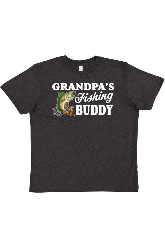 Grandpa's Fishing Buddy with White Text Youth T-Shirt