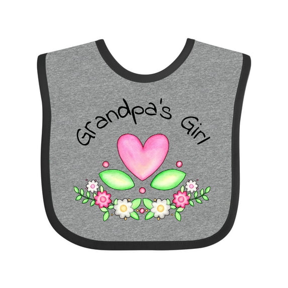 Inktastic Grandpa's Girl- Heart Flowers Gift Baby Girl Bib
