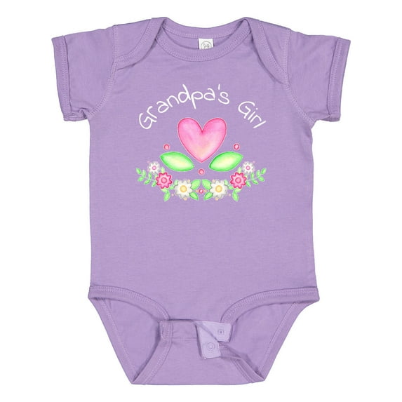 Inktastic Grandpa's Girl Heart Flowers Girls Baby Bodysuit