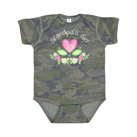 Inktastic Grandpa's Girl Heart Flowers Girls Baby Bodysuit