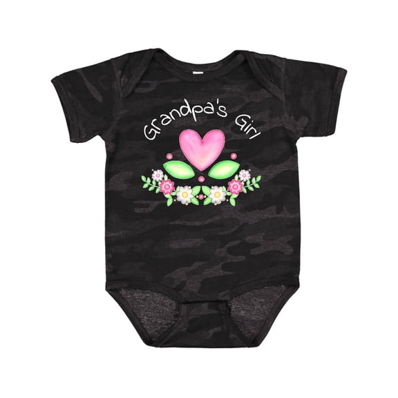 Inktastic Grandpa's Girl Heart Flowers Girls Baby Bodysuit