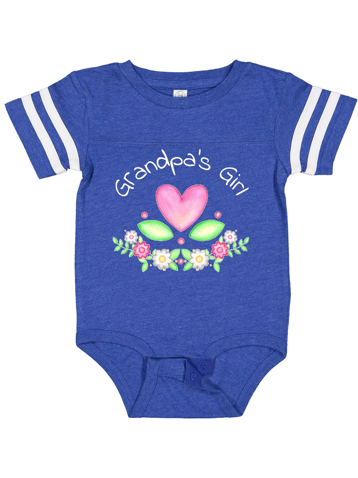Inktastic Grandpa's Girl Heart Flowers Girls Baby Bodysuit