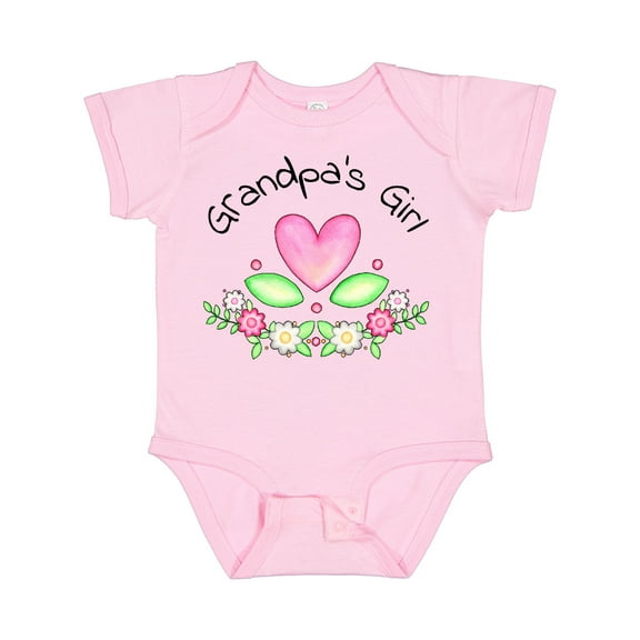 Inktastic Grandpa's Girl Heart Flowers Girls Baby Bodysuit