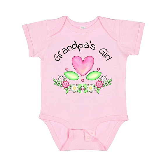Inktastic Grandpa's Girl Heart Flowers Girls Baby Bodysuit