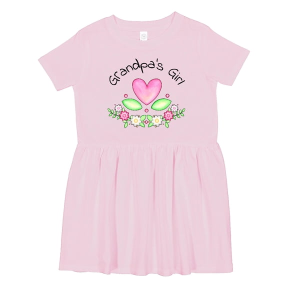 Inktastic Grandpa's Girl Heart Flowers Girls Toddler Dress