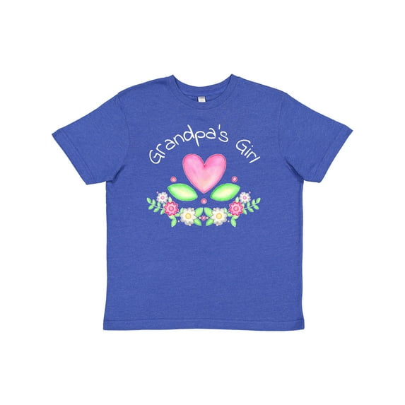 Inktastic Grandpa's Girl- Heart Flowers Youth T-Shirt