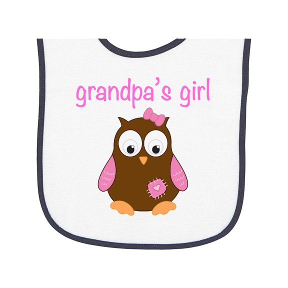Inktastic Grandpa's Girl Owl Baby Terry Cloth Bib