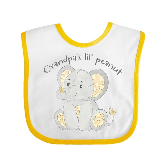Inktastic Grandpa's Lil' Peanut Polka Dot Elephant Boys or Girls Baby Bib