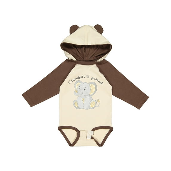 Inktastic Grandpa's Lil' Peanut Polka Dot Elephant Boys or Girls Long Sleeve Baby Bodysuit