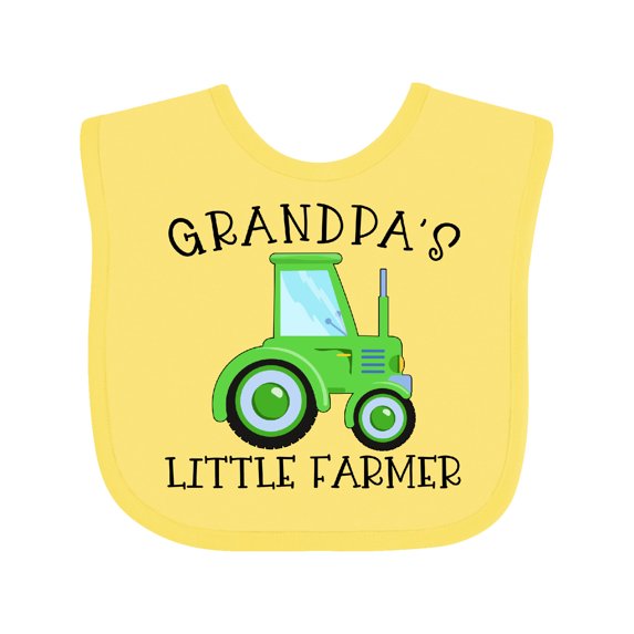 Inktastic Grandpa's Little Farmer Green Tractor Boys or Girls Baby Bib