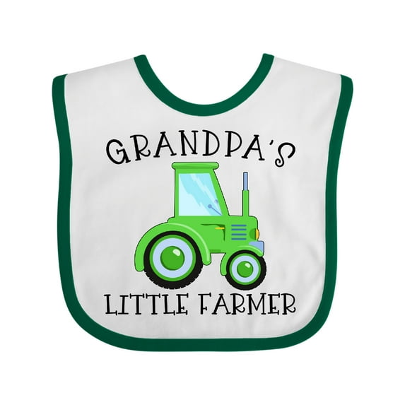 Inktastic Grandpa's Little Farmer Green Tractor Boys or Girls Baby Bib