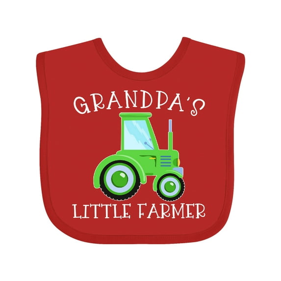 Inktastic Grandpa's Little Farmer Green Tractor Boys or Girls Baby Bib