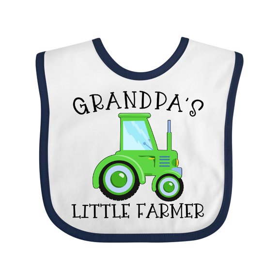 Inktastic Grandpa's Little Farmer Green Tractor Boys or Girls Baby Bib