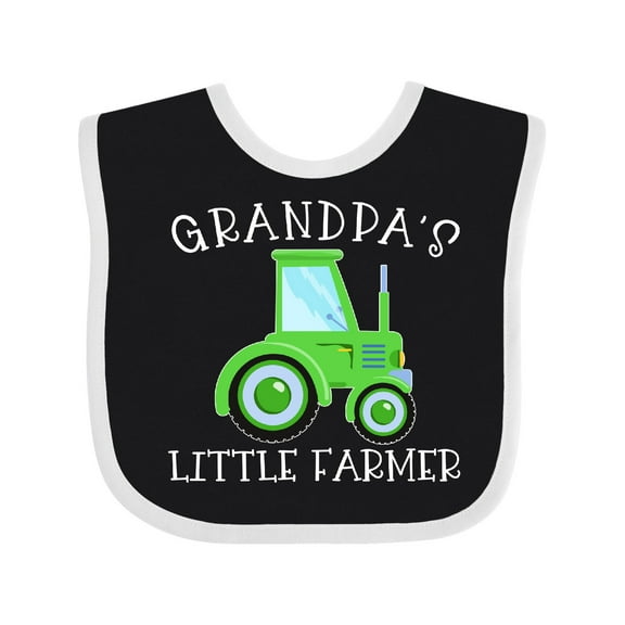 Inktastic Grandpa's Little Farmer Green Tractor Boys or Girls Baby Bib
