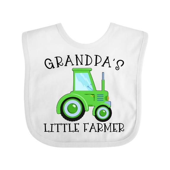 Inktastic Grandpa's Little Farmer Green Tractor Boys or Girls Baby Bib