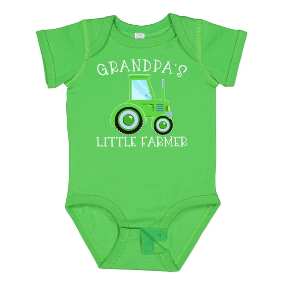 Inktastic Grandpa's Little Farmer- Green Tractor Boys or Girls Baby Bodysuit