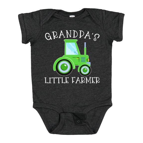 Inktastic Grandpa's Little Farmer- Green Tractor Boys or Girls Baby Bodysuit