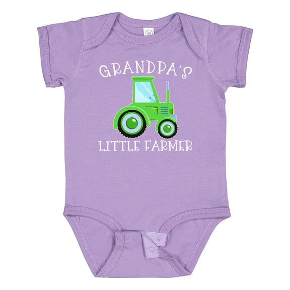 Inktastic Grandpa's Little Farmer- Green Tractor Boys or Girls Baby Bodysuit