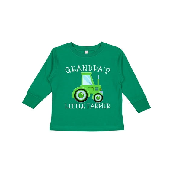 Inktastic Grandpa's Little Farmer Green Tractor Boys or Girls Long Sleeve Toddler T-Shirt