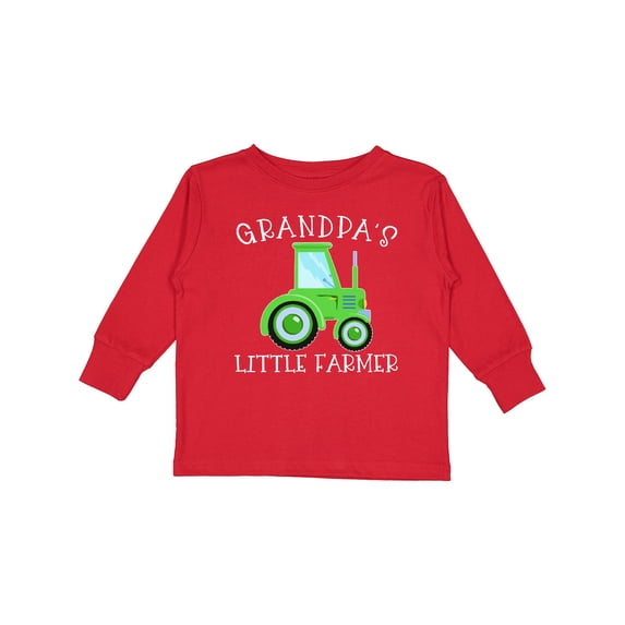 Inktastic Grandpa's Little Farmer Green Tractor Boys or Girls Long Sleeve Toddler T-Shirt