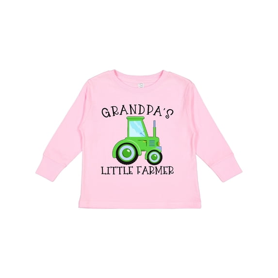 Inktastic Grandpa's Little Farmer- Green Tractor Boys or Girls Long Sleeve Toddler T-Shirt