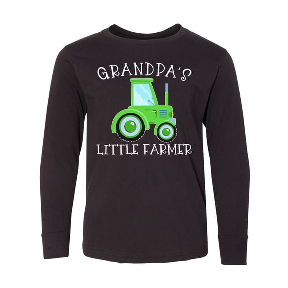 Inktastic Grandpa's Little Farmer- Green Tractor Long Sleeve Youth T-Shirt