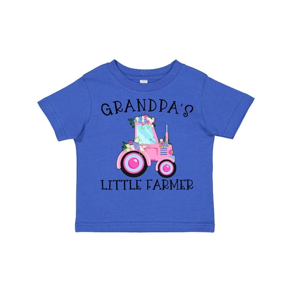Inktastic Grandpa's Little Farmer- Pink Tractor and Flowers Boys or Girls Toddler T-Shirt