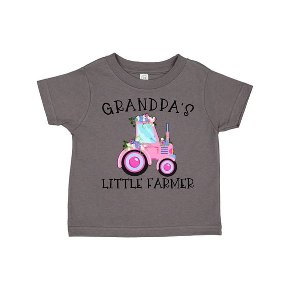 Inktastic Grandpa's Little Farmer- Pink Tractor and Flowers Boys or Girls Toddler T-Shirt