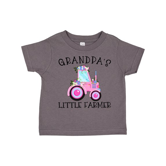 Inktastic Grandpa's Little Farmer- Pink Tractor and Flowers Boys or Girls Toddler T-Shirt
